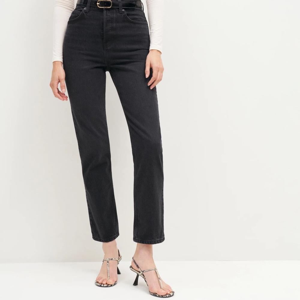 Reformation Straight Leg Dark Grey Jeans Size 26 Cynthia